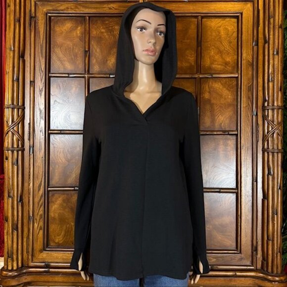 NWOT Cuddl Duds Comfortwear Black Fleece Lined Thumbhole Hoodie - Picture 2 of 14